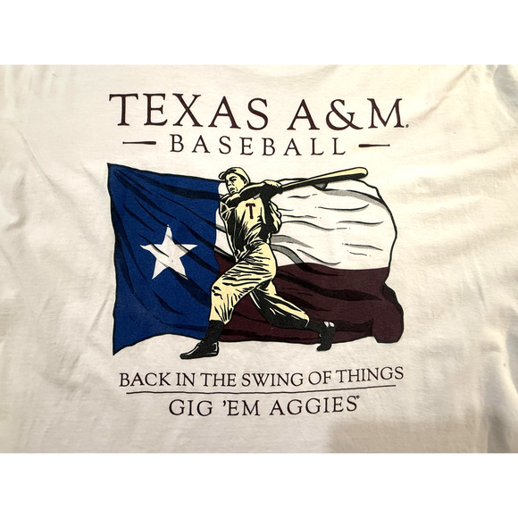 Texas A&M Aggies TShirt Mens 2XL White NCAA Baseball Graphic Short Sleeve Y2K - Picture 7 of 7